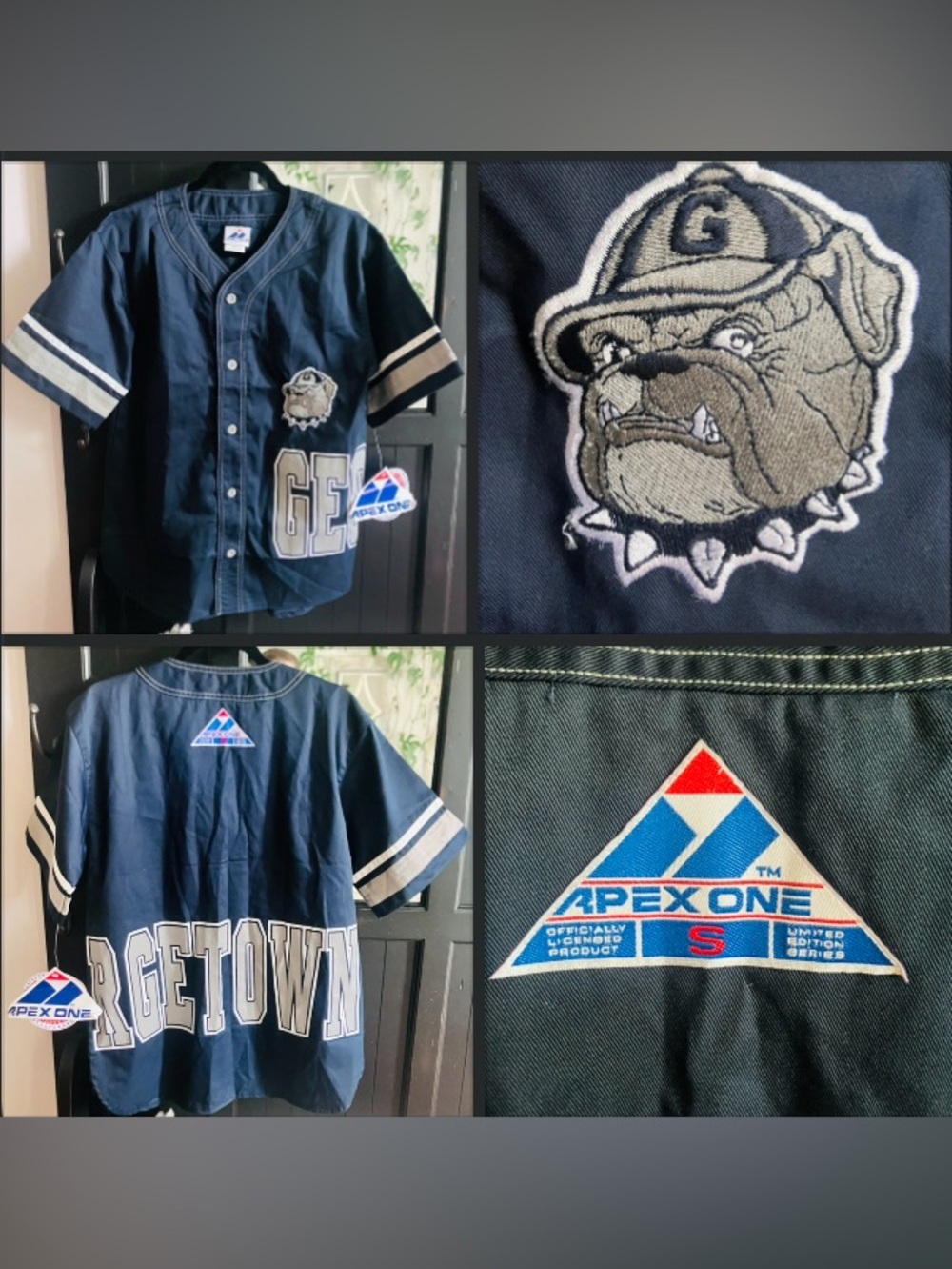 NWT Vintage 90s Apex One Button Up Georgetown Hoyas All Over Jersey Sz Small